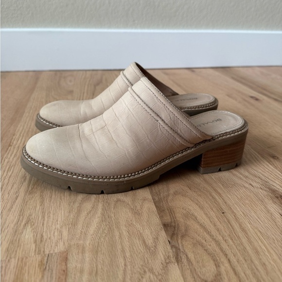 Donald Pliner Croc Effect Leather Sahara Slip On Clog Heel Cream Neutral Size 8 - Picture 4 of 14